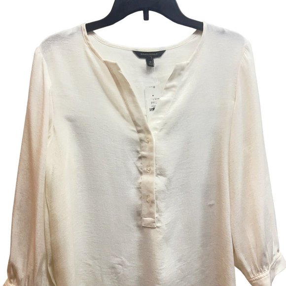 Banana Republic Women's BEIGES  100% Silk Mock Neck Long Sleeve Blouse Size XS - Picture 12 of 16